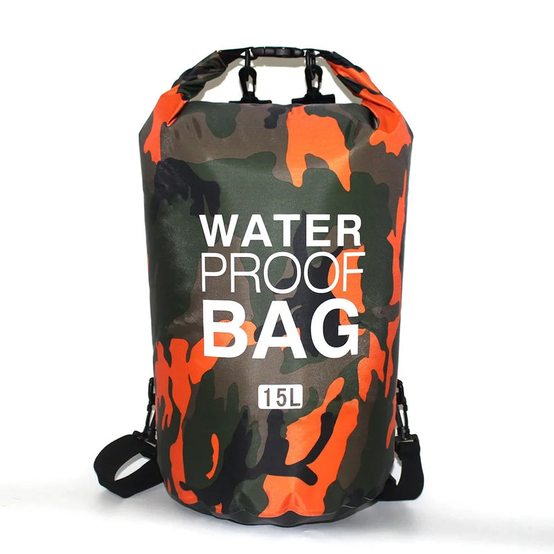 Bolsa impermeável ao ar livre do PVC, saco portátil da camuflagem, rafting o saco do mergulho, sacos de natação para o rio Trekking, 2 L, 5 L, 10 L, 15 L, 20 L, 30L